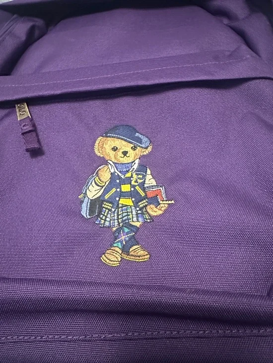 Polo by Ralph Lauren Purple  Backpack with Bear Embroidery - Picture 2 of 6